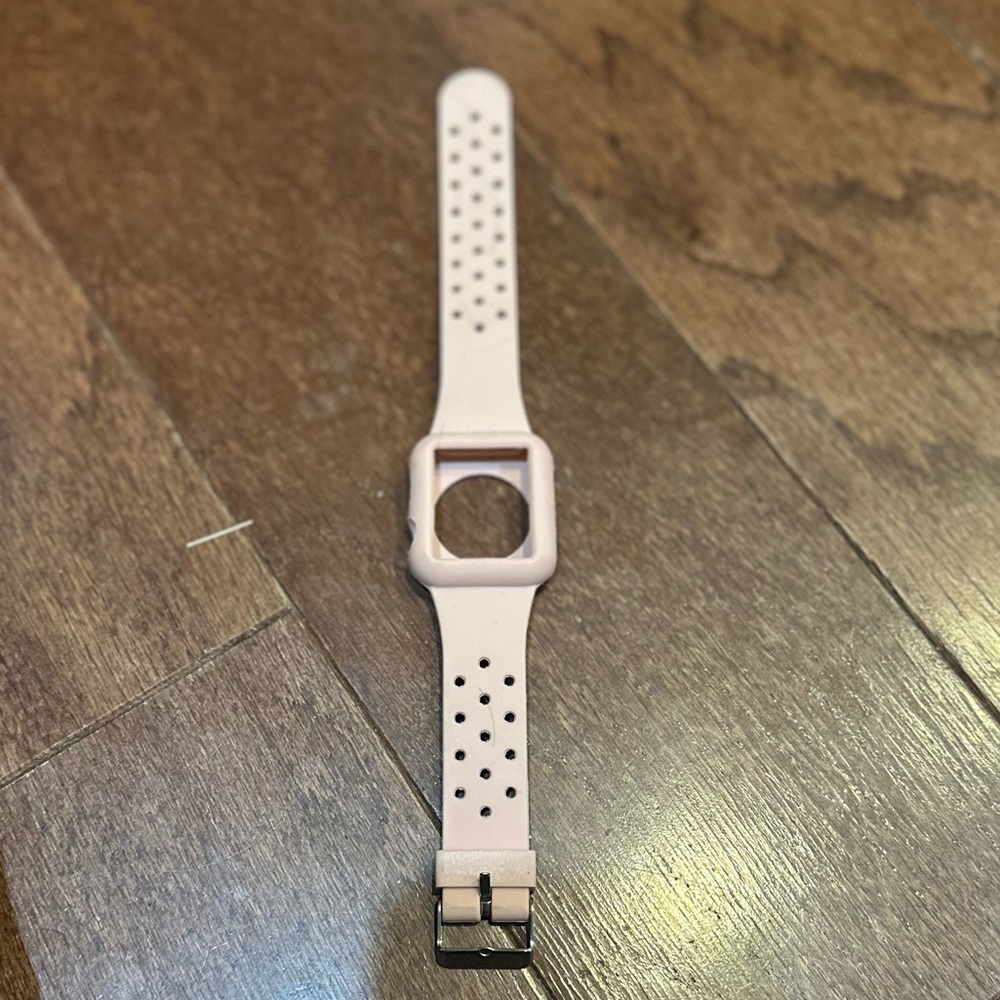 Silicone Light Pink Smart Apple Watch Band and Bumper Case Size 38mm
